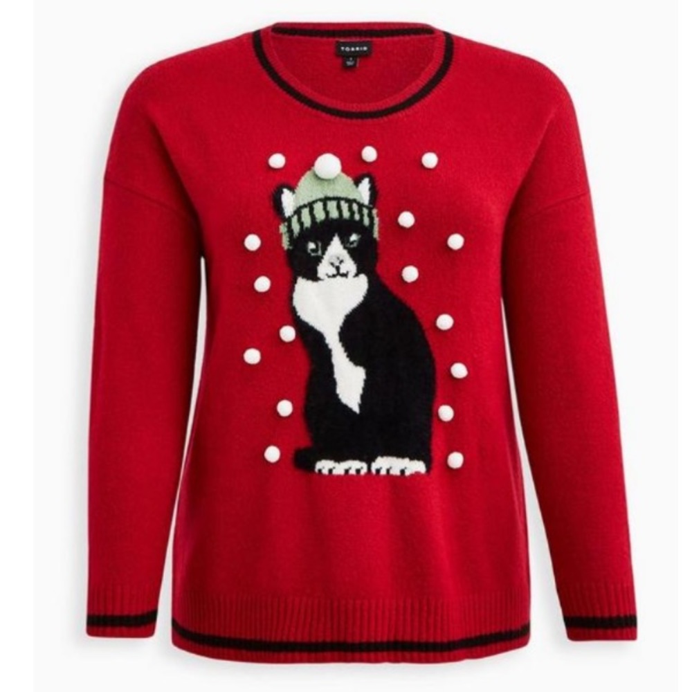 TORRID Snow Kitty Pullover Crew Neck Sweater Size 1x NWT
